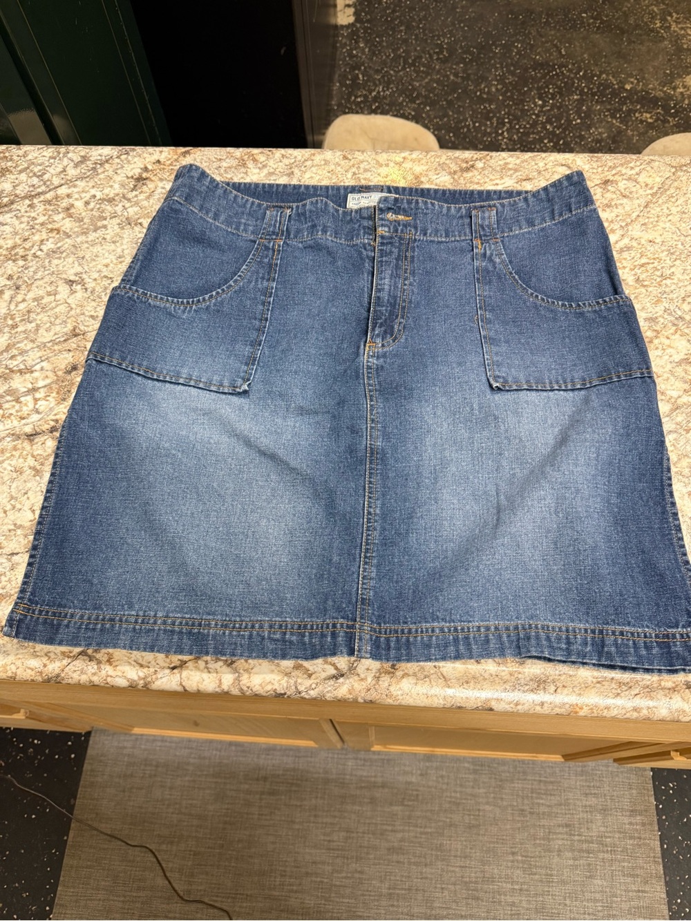 Old Navy Blue Denim Mini Skirt with Front Pockets